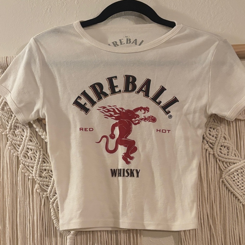 Fireball Whisky Slim Fit Crop Graphic Tee